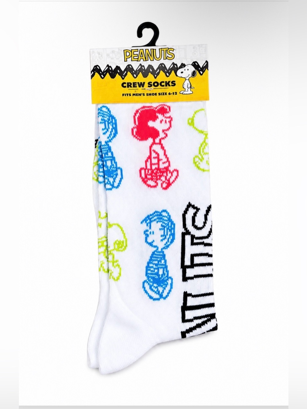 Peanuts Colorful Scribble Crew Socks - Mens 6-12